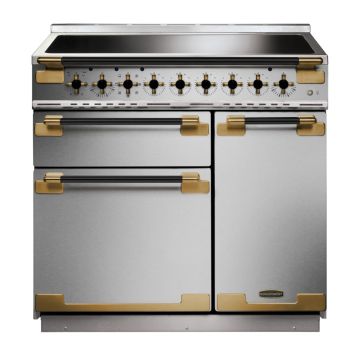 Rangemaster ELS90EISS/BE, Elise Luxe Induction 90cm Range Cooker,Stainless Steel with Brass Trim