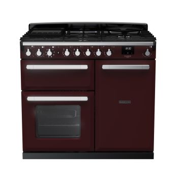 Rangemaster ESDL100DFPBOR/CM1, Estel Deluxe Dual Fuel 100cm Range Cooker,Bordeaux with Chrome Trim
