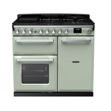Rangemaster ESDL100DFPMNT/CM1, Estel Deluxe Dual Fuel 100cm Range Cooker,Mint with Chrome Trim