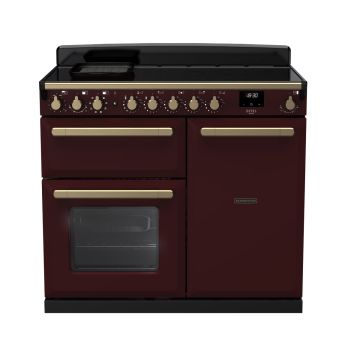 Rangemaster ESDL100EIPBOR/AB1, Estel Deluxe Induction 100cm Range Cooker,Bordeaux with Brass Trim