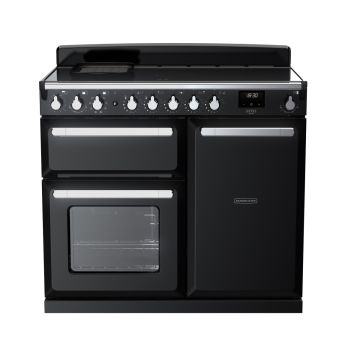 Rangemaster ESDL100EIPGBL/CM1, Estel Deluxe Induction 100cm Range Cooker,Gloss Black with Chrome Trim