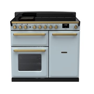 Rangemaster ESDL100EIPMSB/AB1, Estel Deluxe Induction 100cm Range Cooker,Misty Blue with Brass Trim