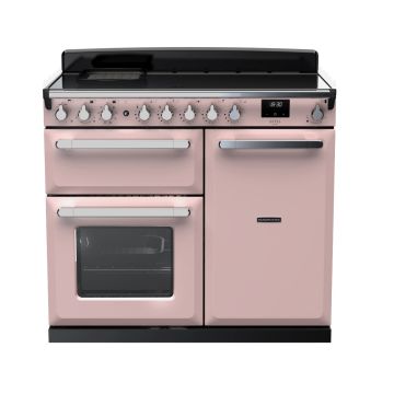 Rangemaster ESDL100EIPPPK/CM1, Estel Deluxe Induction 100cm Range Cooker,Pale Pink with Chrome Trim