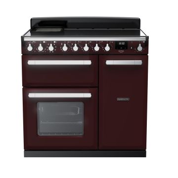 Rangemaster ESDL90EIPBOR/CM1, Estel Deluxe Induction 90cm Range Cooker,Bordeaux with Chrome Trim