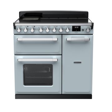 Rangemaster ESDL90EIPMSB/CM1, Estel Deluxe Induction 90cm Range Cooker,Misty Blue with Chrome Trim