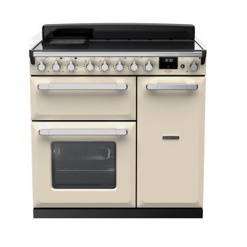 Rangemaster ESDL90EIPPCR/CM1, Estel Deluxe Induction 90cm Range Cooker,Pale Cream with Chrome Trim