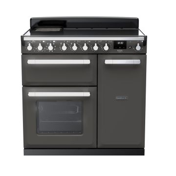 Rangemaster ESDL90EIPSLT/CM1, Estel Deluxe Induction 90cm Range Cooker,Slate with Chrome Trim