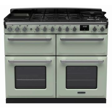 Rangemaster ESDLB110DFPMNT/CM1, Estel Deluxe Dual Fuel 110cm Range Cooker,Mint with Chrome Trim