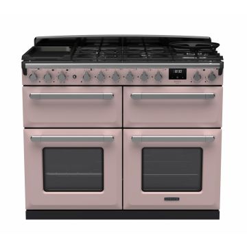 Rangemaster ESDLB110DFPPPK/CM1, Estel Deluxe Dual Fuel 110cm Range Cooker,Pale Cream with Chrome Trim