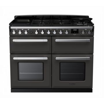 Rangemaster ESDLB110DFPSLT/CM1, Estel Deluxe Dual Fuel 110cm Range Cooker,Slate with Chrome Trim