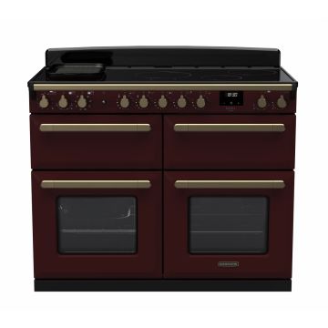 Rangemaster ESDLB110EIPBOR/AB1, Estel Deluxe Induction 110cm Range Cooker,Bordeaux with Brass Trim