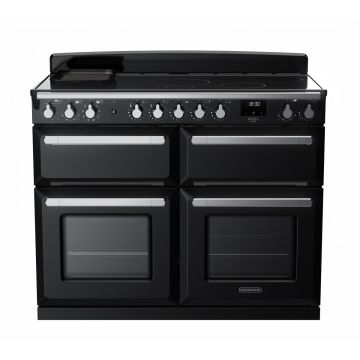 Rangemaster ESDLB110EIPGBL/CM1, Estel Deluxe Induction 110cm Range Cooker,Gloss Black with Chrome Trim