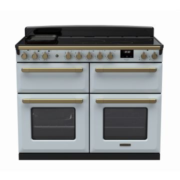 Rangemaster ESDLB110EIPMSB/AB1, Estel Deluxe Induction 110cm Range Cooker,Misty Blue with Brass Trim