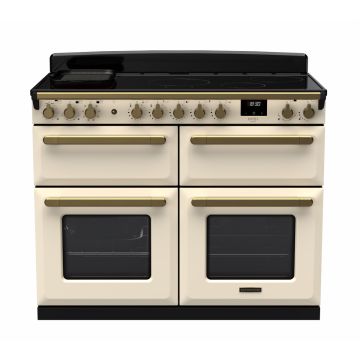 Rangemaster ESDLB110EIPPCR/AB1, Estel Deluxe Induction 110cm Range Cooker,Pale Cream with Brass Trim