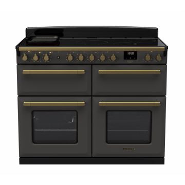 Rangemaster ESDLB110EIPSLT/AB1, Estel Deluxe Induction 110cm Range Cooker,Slate with Brass Trim