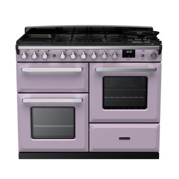 Rangemaster ESDLO110DFPHTH/CM1, Estel Deluxe Dual Fuel 110cm Range Cooker,Heather with Chrome Trim