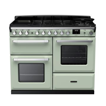 Rangemaster ESDLO110DFPMNT/CM1, Estel Deluxe Dual Fuel 110cm Range Cooker,Mint with Chrome Trim