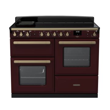 Rangemaster ESDLO110EIPBOR/AB1, Estel Deluxe Induction 110cm Range Cooker,Bordeaux with Brass Trim