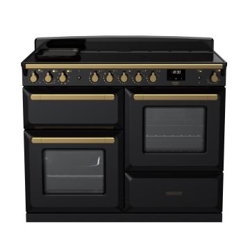 Rangemaster ESDLO110EIPGBL/AB1, Estel Deluxe Induction 110cm Range Cooker,Gloss Black with Brass Trim