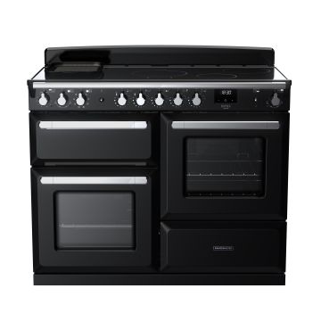 Rangemaster ESDLO110EIPGBL/CM1, Estel Deluxe Induction 110cm Range Cooker,Gloss Black with Chrome Trim