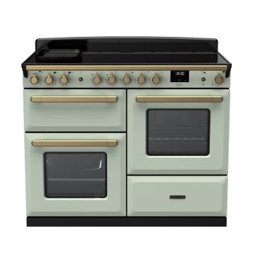 Rangemaster ESDLO110EIPMNT/AB1, Estel Deluxe Induction 110cm Range Cooker,Mint with Brass Trim