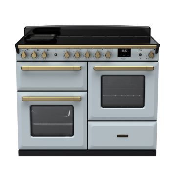Rangemaster ESDLO110EIPMSB/AB1, Estel Deluxe Induction 110cm Range Cooker,Misty Blue with Brass Trim
