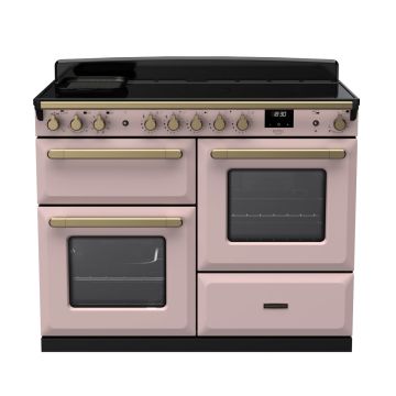 Rangemaster ESDLO110EIPPPK/AB1, Estel Deluxe Induction 110cm Range Cooker,Pale Pink with Brass Trim