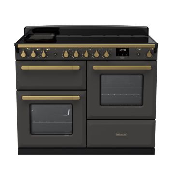 Rangemaster ESDLO110EIPSLT/AB1, Estel Deluxe Induction 110cm Range Cooker,Slate with Brass Trim