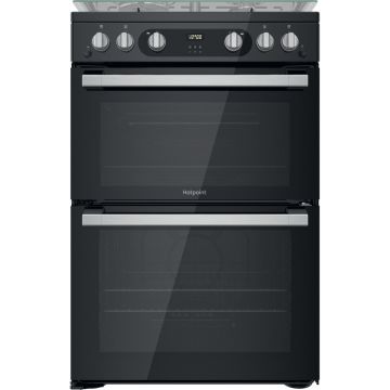 Hotpoint HDM67G0C2CBUK, 60m, Gas Cooker w/ Double Oven, Black