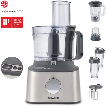Kenwood FDM312SS, 800W, 2.1L, Integrated Weighting Scales, Multipro Compact Food Processor, Stainless Steel