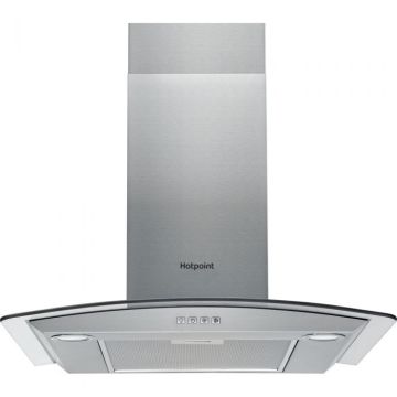 Hotpoint PHGC64FLMX, 60cm, Chimney Cooker Hood, Silver