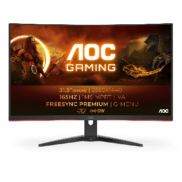 AOC CQ32G2SEBK, 32”,165HZ, QHD Curved Gaming Monitor
