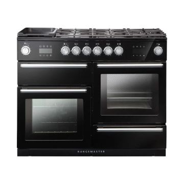 Rangemaster NEX110SODFFCB/C, Nexus Dual Fuel 110cm Range Cooker,Charcoal Black with Chrome Trim