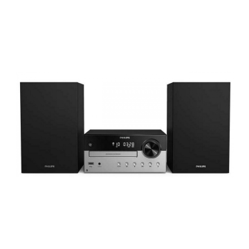 Philips TAM420512, Bluetooth Micro Hi-Fi Music System w/ Speakers, Silver