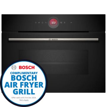 Bosch Serie 8 CMG7241B1B, Built-In Electric Single Oven w/ Microwave Function, Black