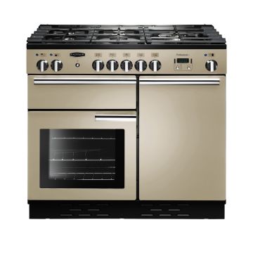 Rangemaster PROP100DFFCR/C, Professional Plus Dual Fuel 100cm Range Cooker,Cream with Chrome Trim