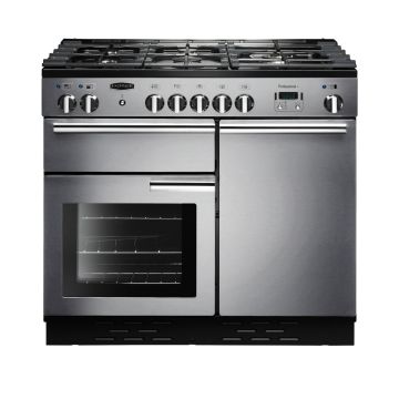 Rangemaster PROP100DFFSS/C, Professional Plus Dual Fuel 100cm Range Cooker,Stainless Steel with Chrome Trim
