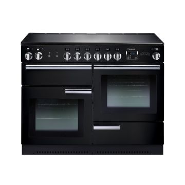 Rangemaster PROP110ECGB/C, Professional Plus Ceramic 110cm Range Cooker,Gloss Black with Chrome Trim