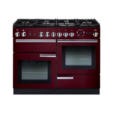 Rangemaster PROP110DFFCY/C, Professional Plus Dual Fuel 110cm Range Cooker,Cranberry with Chrome Trim