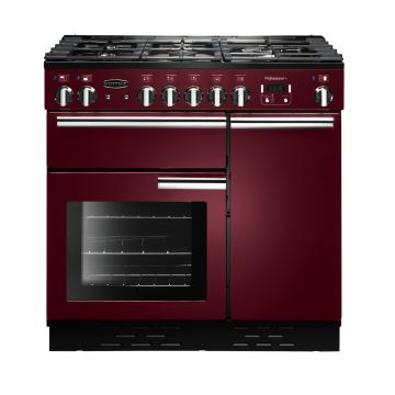 Rangemaster PROP90DFFCY/C, Professional Plus Dual Fuel 90cm Range Cooker,Cranberry with Chrome Trim