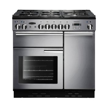 Rangemaster PROP90DFFSS/C, Professional Plus Dual Fuel 90cm Range Cooker,Stainless Steel with Chrome Trim