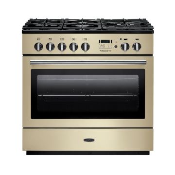 Rangemaster PROP90FXDFFCR/C, Professional Plus Dual Fuel 90cm Range Cooker,Cream with Chrome Trim