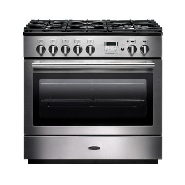 Rangemaster PROP90FXDFFSS/C, Professional Plus Dual Fuel 90cm Range Cooker,Stainless Steel with Chrome Trim