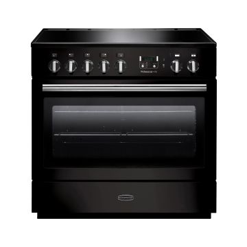 Rangemaster PROP90FXEIGB/C, Professional Plus Induction 90cm Range Cooker,Gloss Black with Chrome Trim