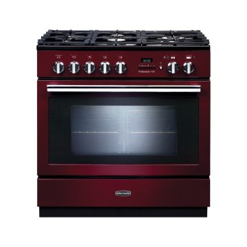 Rangemaster PROP90FXPDFFCY/C, Professional Plus Dual Fuel 90cm Range Cooker,Cranberry with Chrome Trim