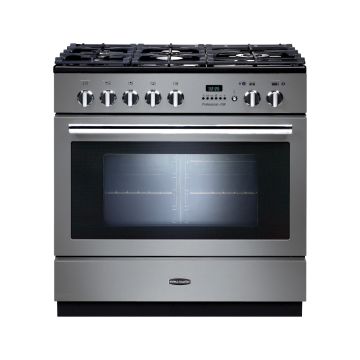 Rangemaster PROP90FXPDFFSS/C, Professional Plus Dual Fuel 90cm Range Cooker,Stainless Steel with Chrome Trim