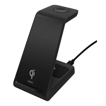 Deltaco QI1037, 3-in-1 Wireless Qi Charger, Black