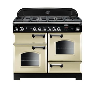 Rangemaster CLA110NGFCR/C, Classic  Natural Gas 110cm Range Cooker,Cream with Chrome Trim