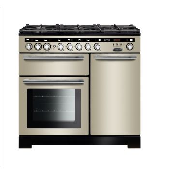Rangemaster EDL100DFFIV/C, Encore Deluxe Dual Fuel 100cm Range Cooker,Ivory with Chrome Trim