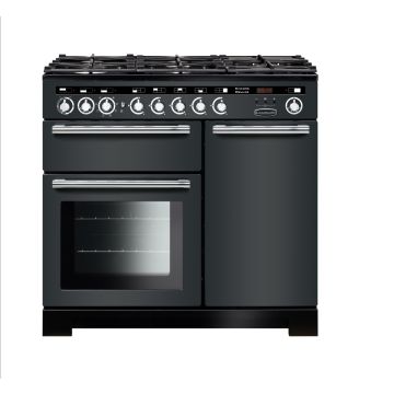 Rangemaster EDL100DFFSL/C, Encore Deluxe Dual Fuel 100cm Range Cooker,Slate With Chrome Trim
